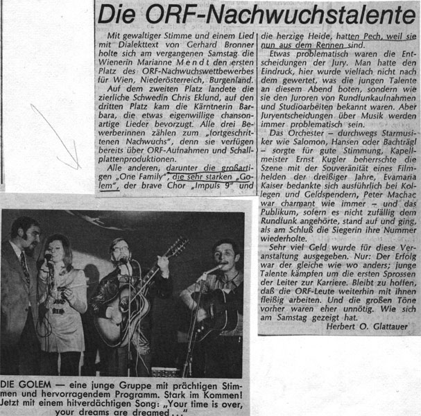 Golem - Gewinner der ORF Show-Chance 1971