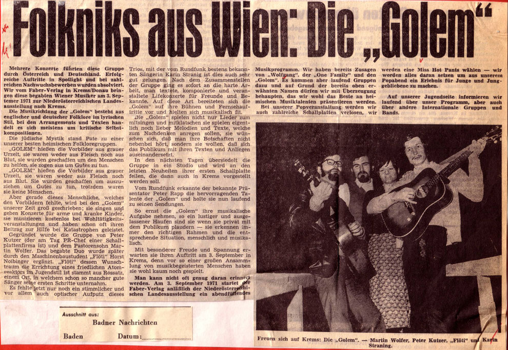 Golem - Gewinner der ORF Show-Chance 1971